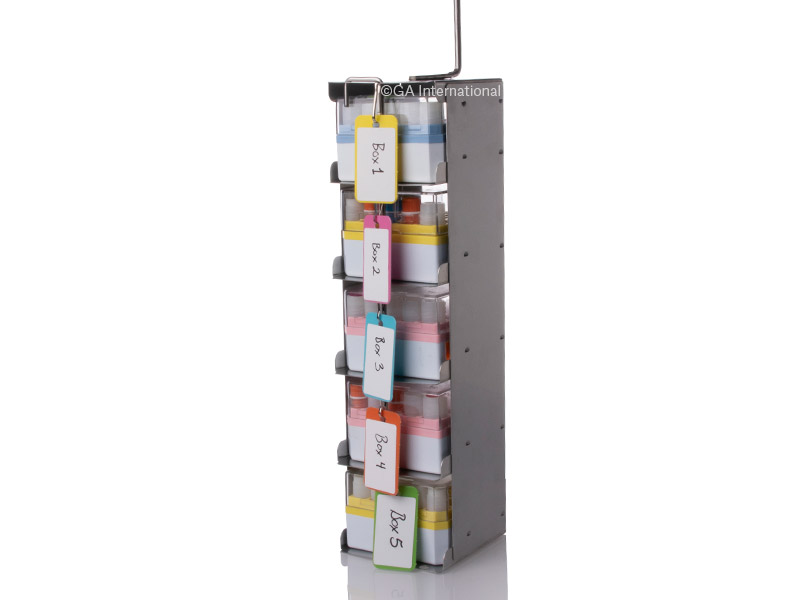 Étiquettes cryogéniques couleur pour racks métalliques – image 2.13″ × 1.18″