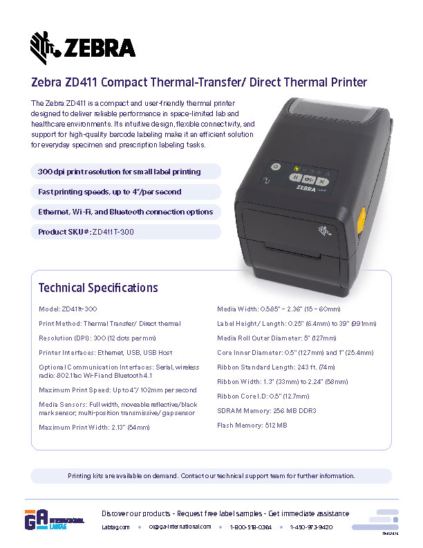 Zebra ZD411 Printer