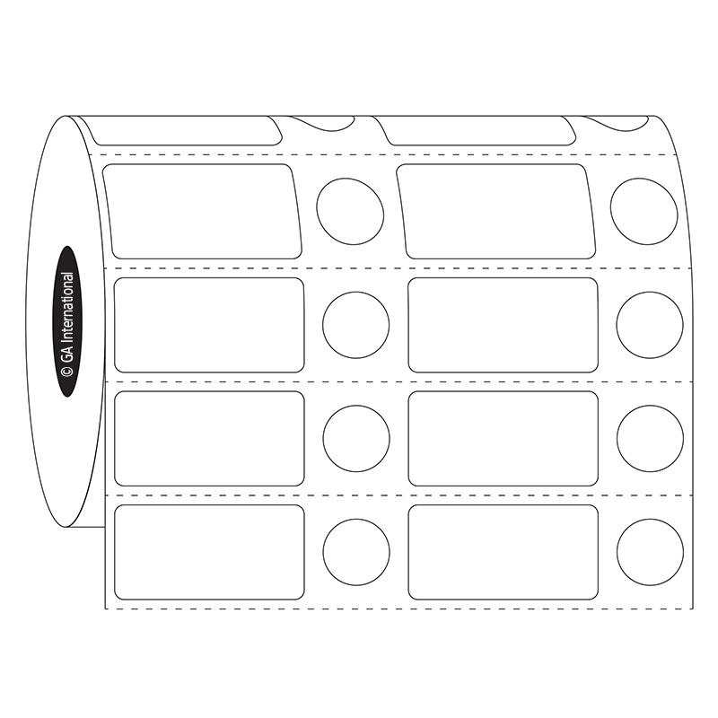 1.25" x 0.625" + 0.4375", rechteckige + kreisförmige Etiketten, Rollenformat #SR-171