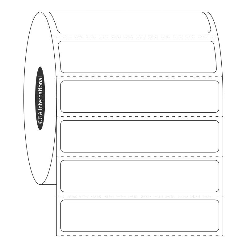 2.5" x 0.5", etichette rettangolari, formato rotolo n. SR-32