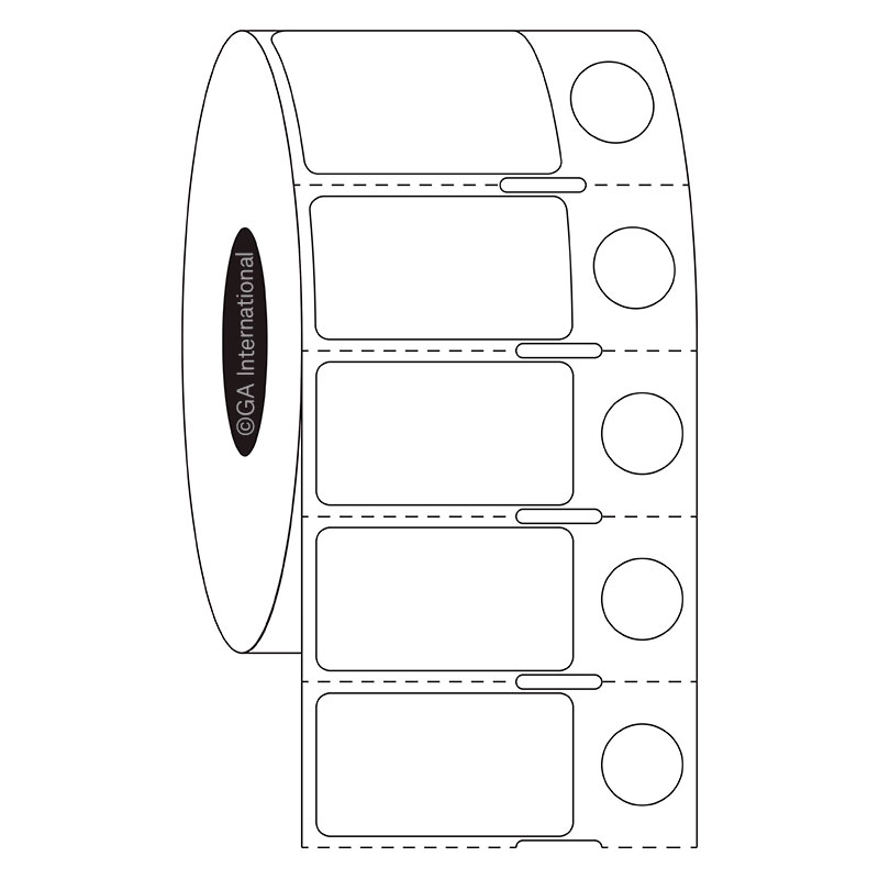 1.125" x 0.625" + 0.354", rechteckige + kreisförmige Etiketten, Rollenformat #SR-555