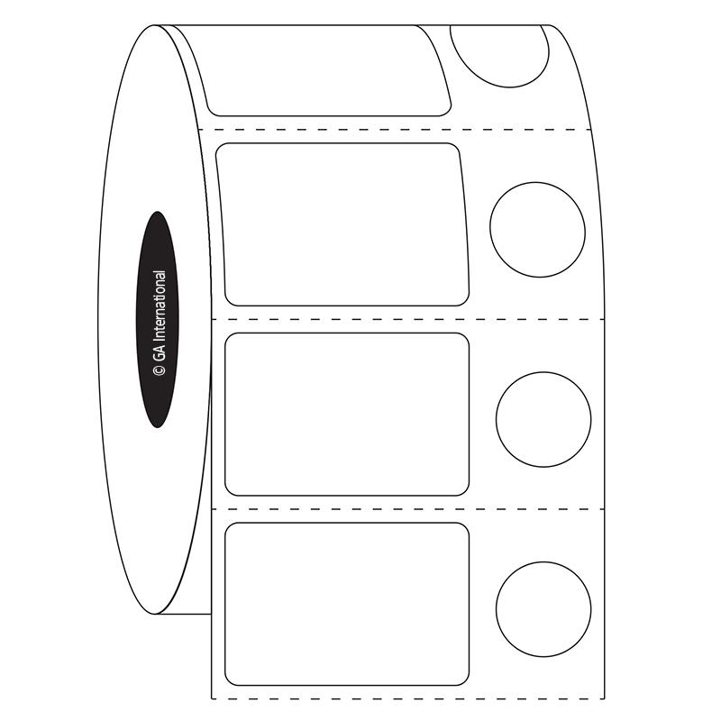 1.125" x 0.75" + 0.437", etiquetas rectangulares + circulares, formato en rollo #SR-70